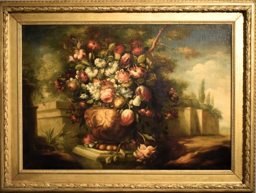 Still Life of Flowers in a Medici Vase - Italian School, 18th Century